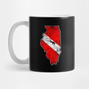 Illinois Dive Flag Scuba Diving State Map Dive Flag Distressed Mug